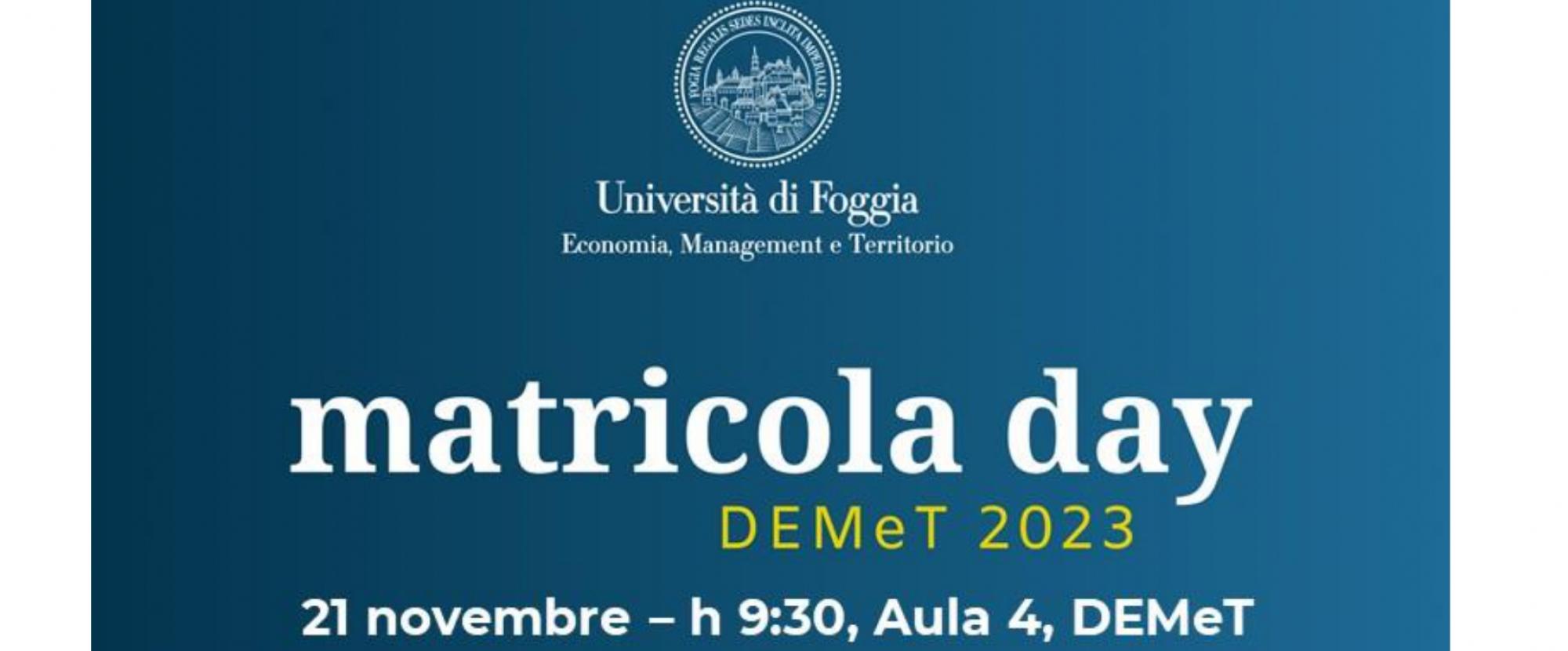 matricola day DEMeT 2023
